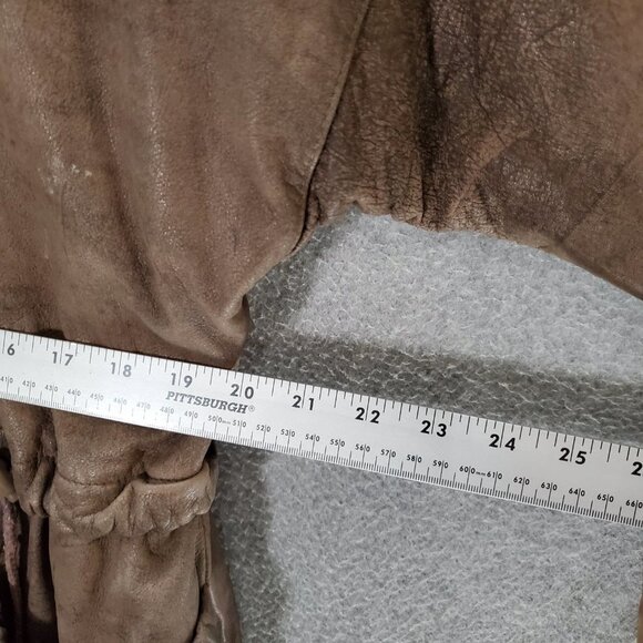 Lepegro Women Jacket 38 Tan Vintage‎ Leather Overcoat - Picture 6 of 11
